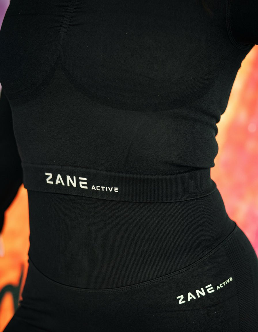 Black Diamond Crop Top dolg rokav - ZANE ACTIVE