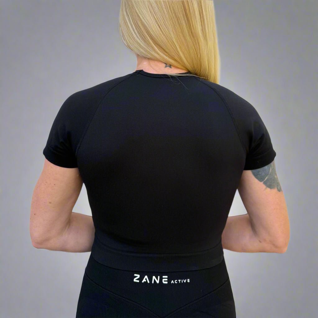 Black Diamond Crop Top kratek rokav - ZANE Active
