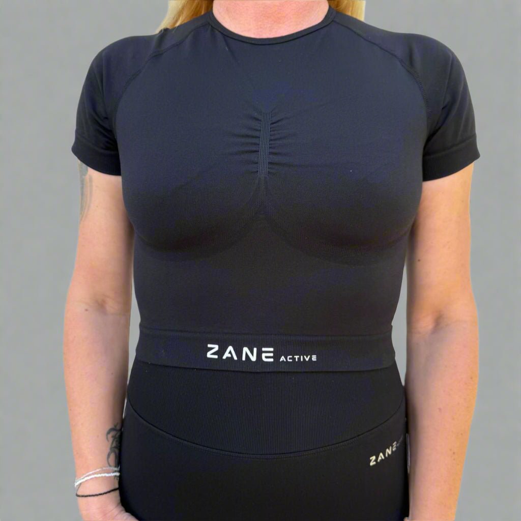 Black Diamond Crop Top kratek rokav - ZANE Active