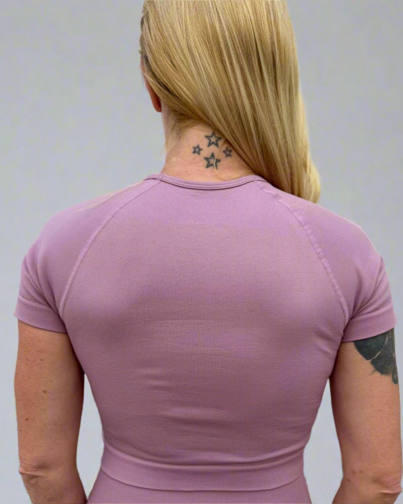 Blush Pink Crop Top kratek rokav - ZANE Active