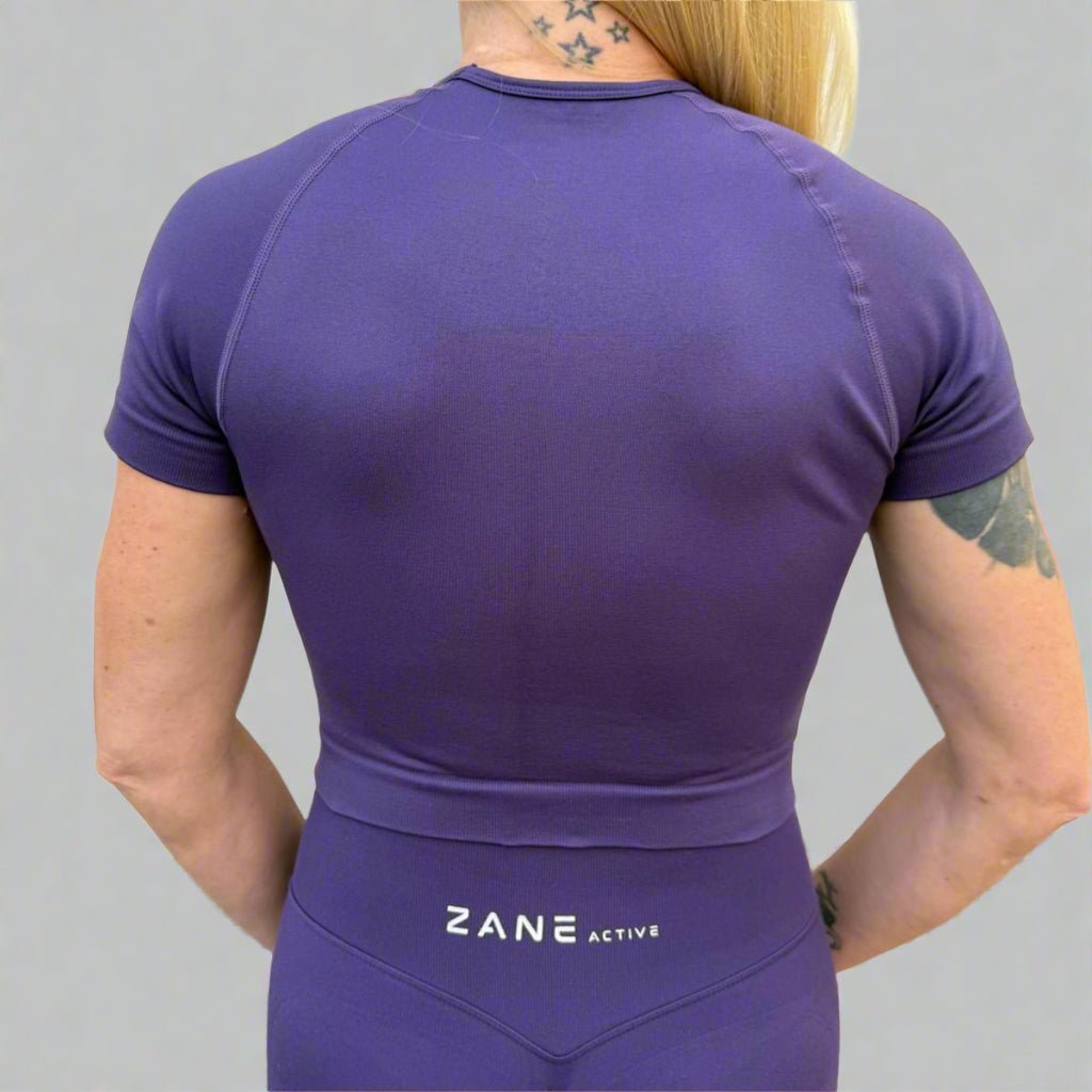 Mauve Violet Crop Top kratek rokav - ZANE Active