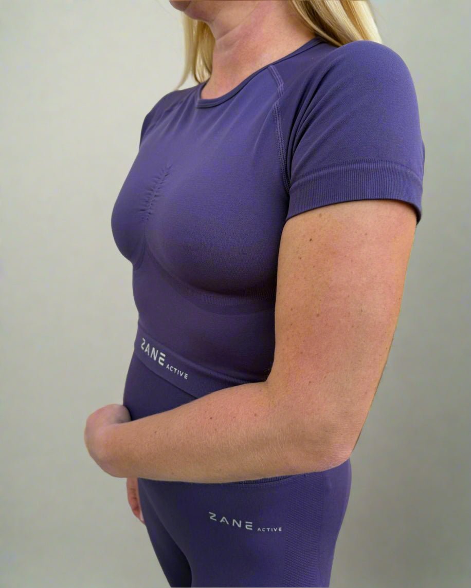 Mauve Violet Crop Top kratek rokav - ZANE Active