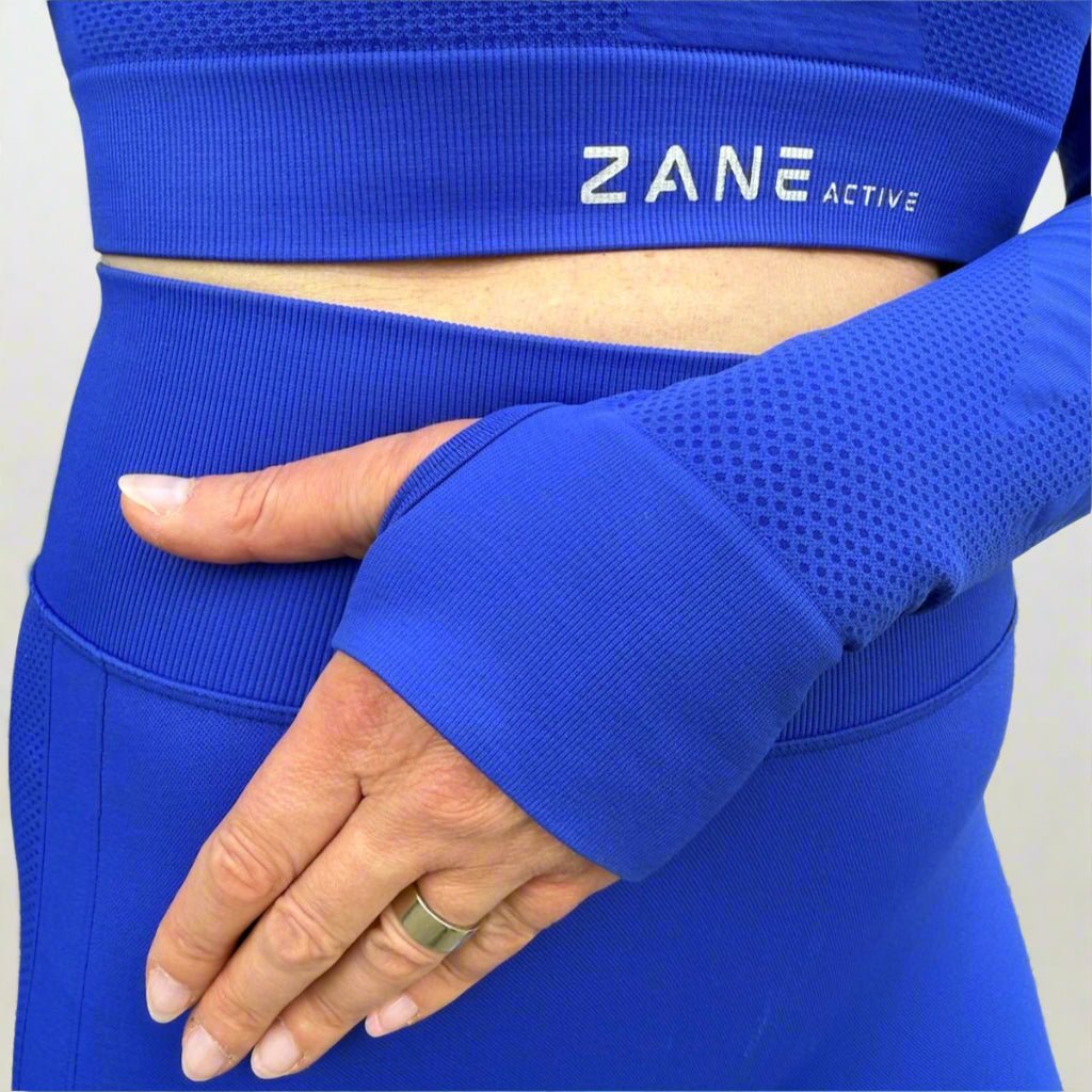 Royal Blue Crop Top dolg rokav - ZANE Active