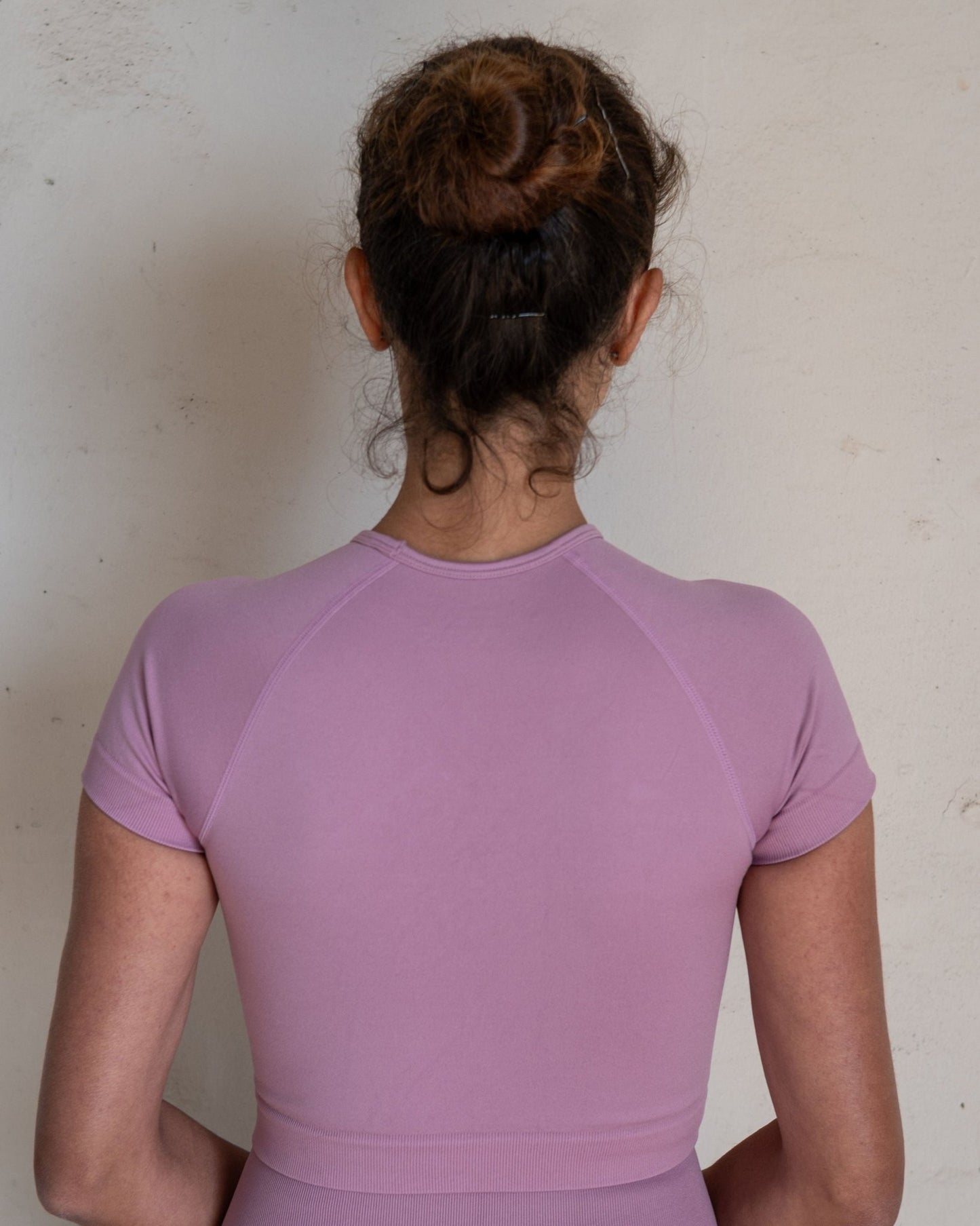 Blush Pink Crop Top kratek rokav - ZANE ACTIVE