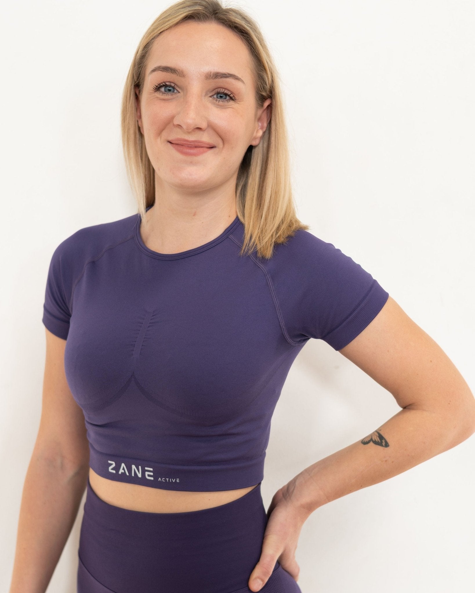 Mauve Violet Crop Top majica kratek rokav - ZANE ACTIVE